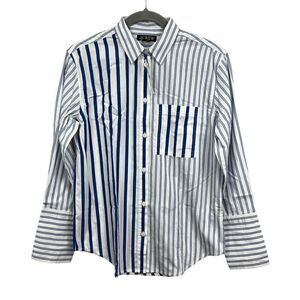 J. Crew Womens Button Up Shirt Stripe Poplin Garcon Cocktail Blue White Size 2*